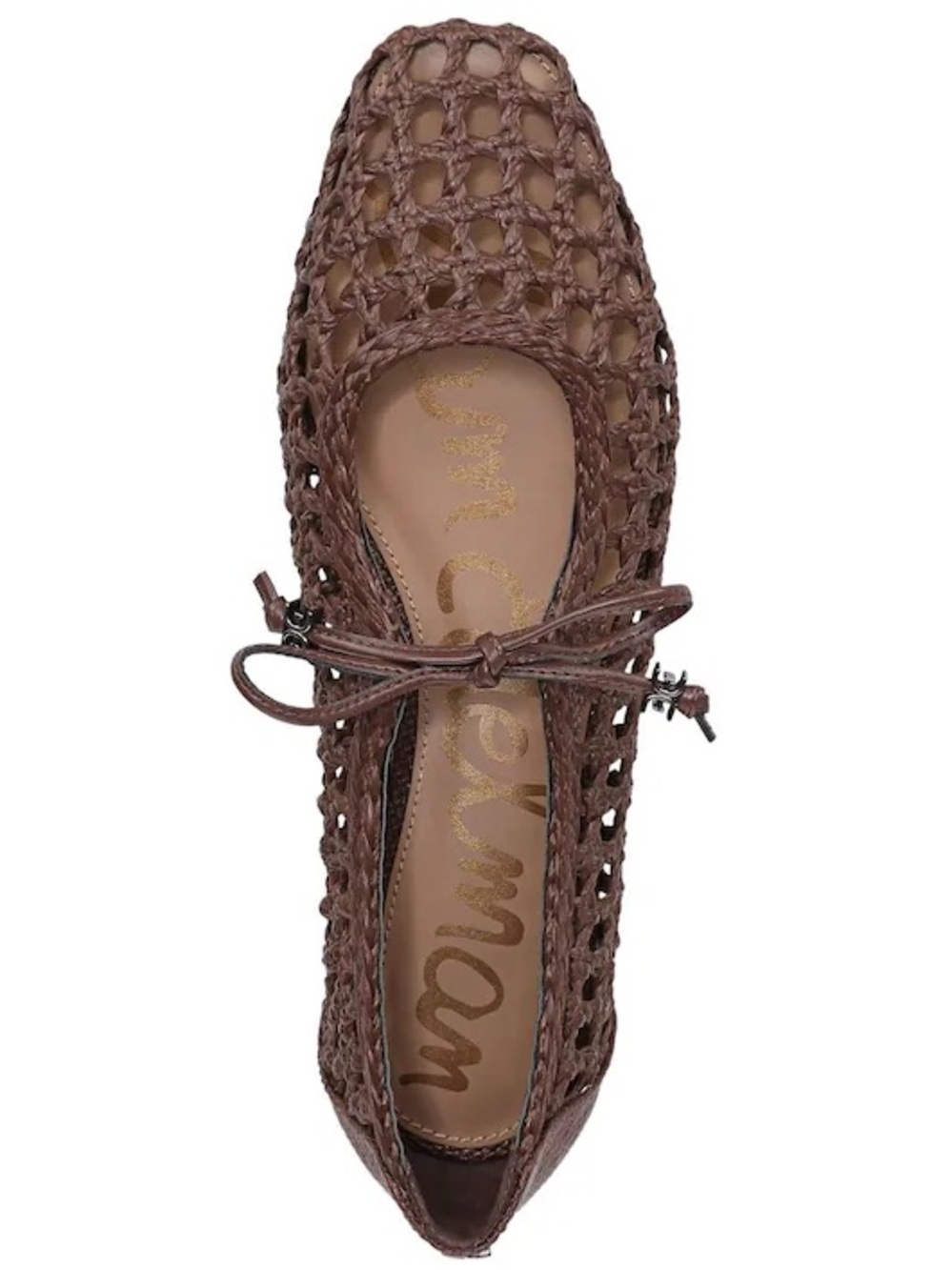 Sam Edelman Marcie Woven Ballet Flats with Bow - Terazzo Brown Weave - Picture 2 of 5